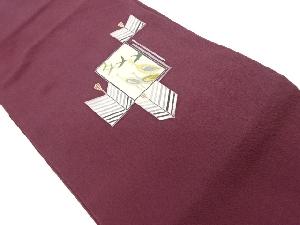 縮緬地群鶴に抽象若松模様名古屋帯